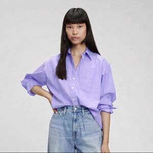 GAP NWT the Big shirt 100% cotton Lavender collar Button-Down Shirt sz L